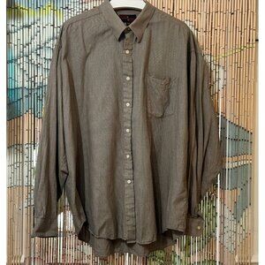 Corporate Casual Button-Down Shirt, 100% Cotton, Brown, Men's XXL